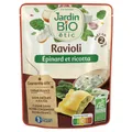 Plat cuisiné ravioli épinard ricotta Bio JARDIN BIO ETIC