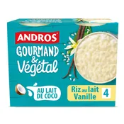 Dessert végétal riz-au-lait de coco vanille ANDROS