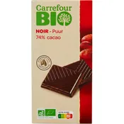 Chocolat bio noir 74% cacao CARREFOUR BIO