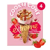 Glace cookie cône fraise  EXTREME