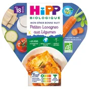 Plat bébé dès 18 mois petites lasagnes aux légumes Bio HIPP BIOLOGIQUE