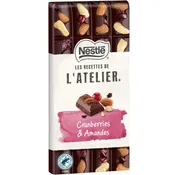 Tablette de chocolat cranberries et amandes NESTLE LES RECETTES DE L'ATELIER