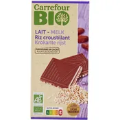 Tablette de chocolat lait riz croustillant  CARREFOUR BIO