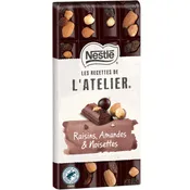 Tablette de chocolat raisins amandes et noisettes NESTLE LES RECETTES DE L'ATELIER