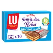 Biscuits petit beurre nappés au chocolat au lait Pocket Petit Ecolier LU