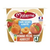 Compotes pomme pêche abricot sans sucres ajoutés MATERNE