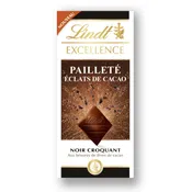 Tablette de chocolat noir éclat de fèves de cacao excellence LINDT