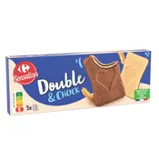 Biscuits gaufrettes lait chocolat Double & Chock CARREFOUR SENSATION