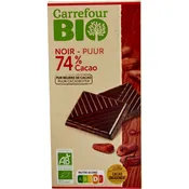Chocolat noir 74% cacao CARREFOUR BIO