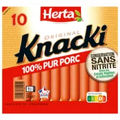Saucisses 100% Pur Porc conservation sans nitrite   HERTA KNACKI