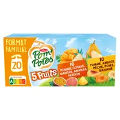 Compotes 5 fruits pomme goyave mangue ananas passion et abricot pêche poire banane sans sucres ajoutés POM'POTES