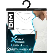 T-shirt homme blanc X-Temp col V manches courtes L DIM