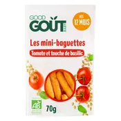 Biscuits Salés Bébé Dès 12 mois Mini Baguettes À La Tomate Bio GOOD GOUT