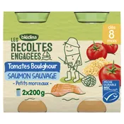 Petit pot bébé dès 8 mois tomates boulghour saumon Les Récoltes Engagées BLEDINA