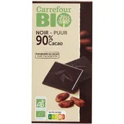 Tablette de chocolat bio 90% cacao CARREFOUR BIO
