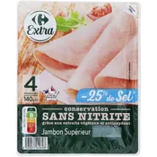 Jambon supérieur sel réduit sans nitrite CARREFOUR EXTRA