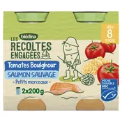Petit pot bébé dès 8 mois tomates boulghour saumon Les Récoltes Engagées BLEDINA