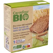 Biscottes bio blé complet s/sucres ajoutés CARREFOUR BIO
