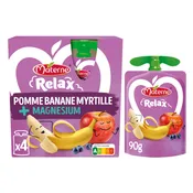 Compotes Relax pomme banane myrtille + magnésium sans sucres ajoutés MATERNE