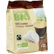 Café dosettes Compatibles Senseo 100% robusta Bio CARREFOUR BIO