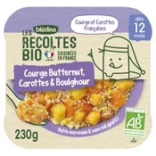 Plat bébé dès 12 mois courge butternut carottes boulghour Les Récoltes Bio BLEDINA