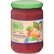Compote pomme myrtille s/sucres ajoutés CARREFOUR BIO