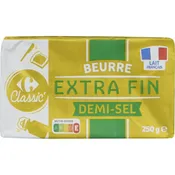 Beurre extra fin demi-sel CARREFOUR CLASSIC'