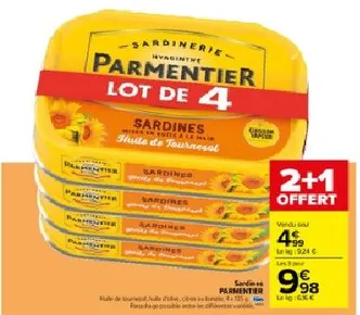 Sardines Parmentier x4  - 2+1 Offert jusqu'a 27 mars 2023