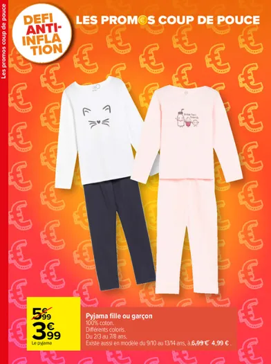 Pyjama fille ou garçon 3€99