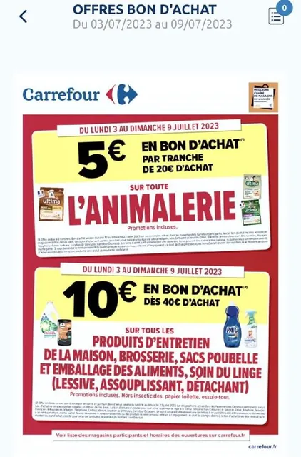 Prochain bon d'achat possible chez Carrefour 😍