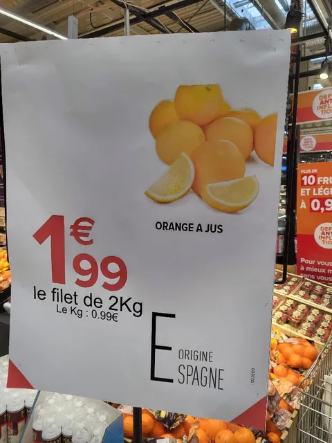 Orange à Jus 1€99 le filet de 2KG Origine Espagne