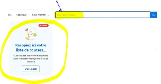 Nouvelle fonctionnalité sur le site Carrefour pour créer une liste de courses