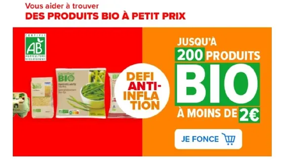 N'oubliez pas les produits Bio à moins de 2€