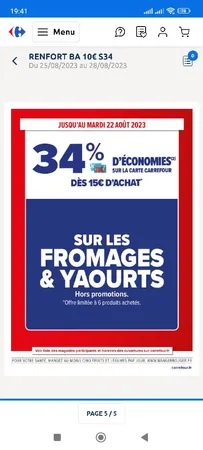34% d'économie sur la carte Carrefour dès 15 € d'achat