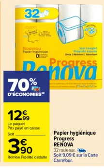 Papier hygiénique Progress 3€90 ( Carrefour Market )