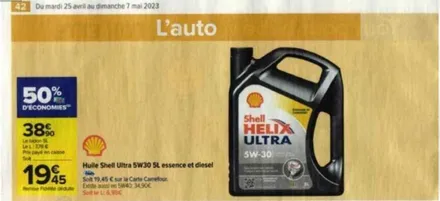 Bidon d'huile Shell Helix Ultra 5W30
