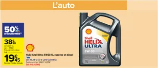 Huile Shell Helix Ultra 5W30 essence ou diesel - 5L