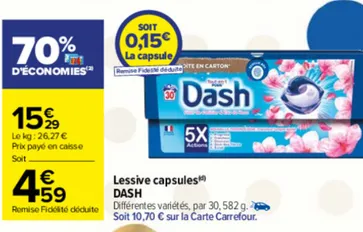 Lessive capsules DASH à 1€59