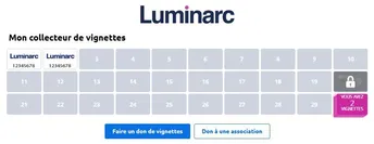Collecteur vignettes digitales Luminarc = Don possible à une Association  👍 - 2