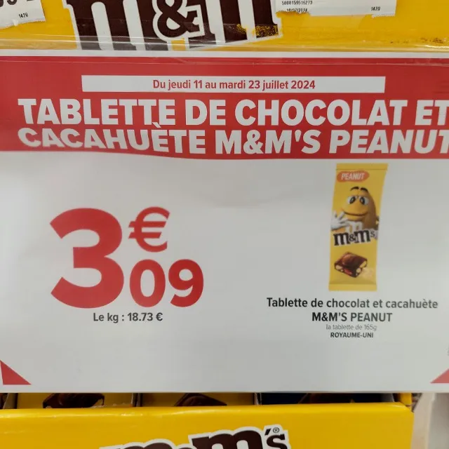 M&M'S PEANUT tablette de chocolat et cacahuète