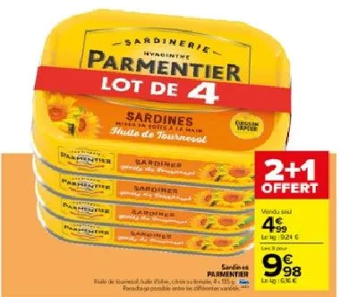 Sardines Parmentier x4  - 2+1 Offert jusqu'a 27 mars 2023 - 2