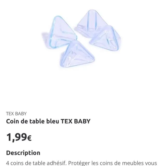 Coin de table bleu TEX BABY à 1€99