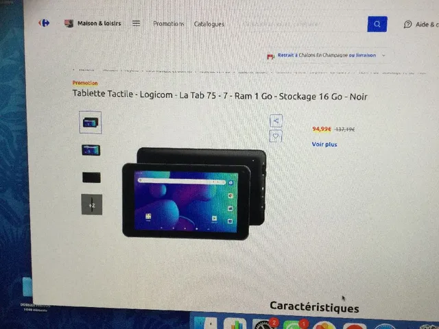 Tablette Logicom remise immédiate de 42,20€ soit 94,99€ au lieu de 137,19€
