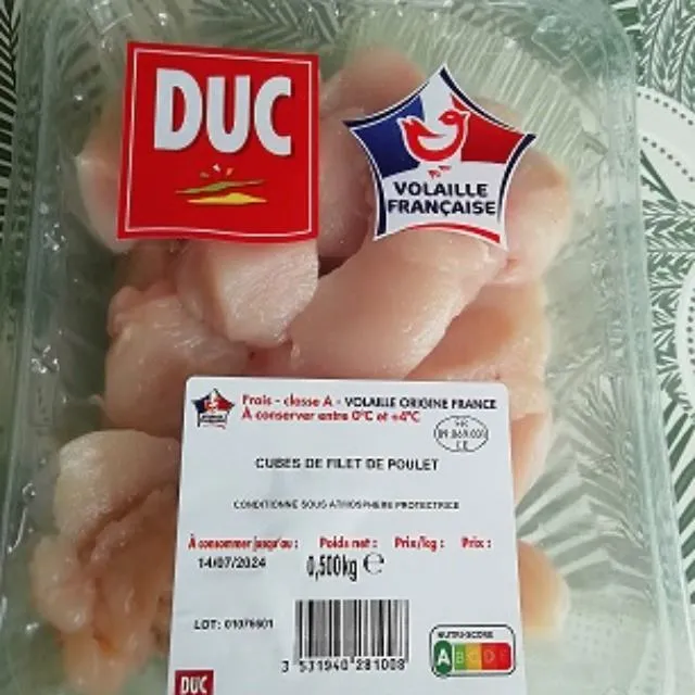 Cubes de filets de poulet Duc