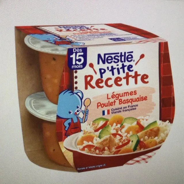 Plat bébé 15+mois légumes poulet Basquaise NESTLE