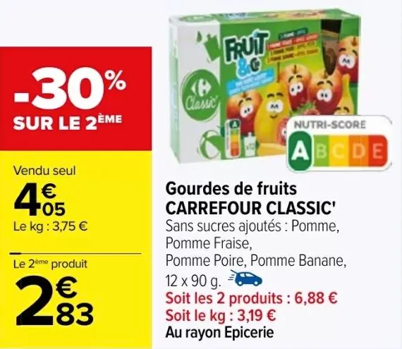 PROMO GOURDES DE FRUITS CARREFOUR