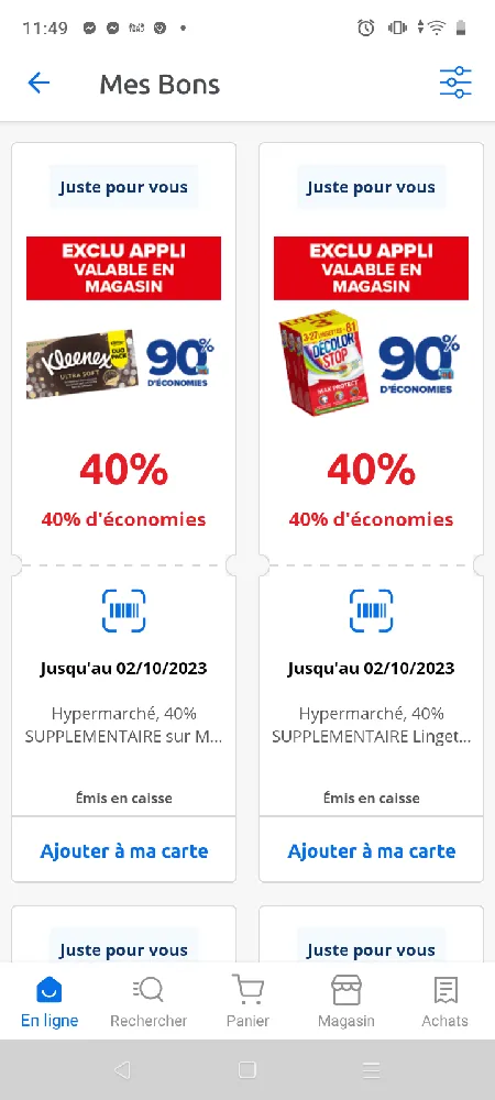 N'oubliez pas de jeter un œil sur l'application Carrefour