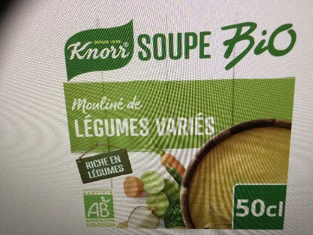 Soupe Bio Mouliné de Légumes Variés KNORR 2,85€ le 2ème à -60%
