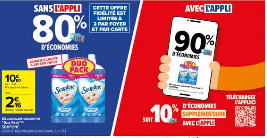 SOUPLINE "Duo Pack" -90% sur la carte prix 1€08