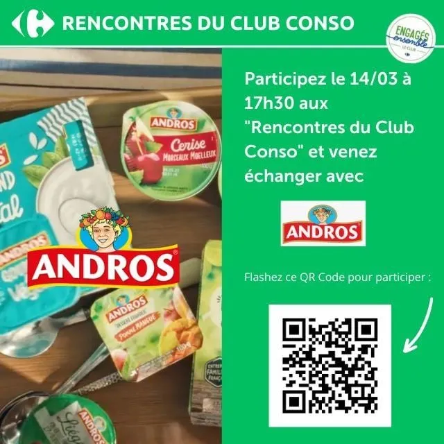 Participez le jeudi 14/03 à 17h30 aux "Rencontres du Club Conso" et venez échanger avec Andros 🙌